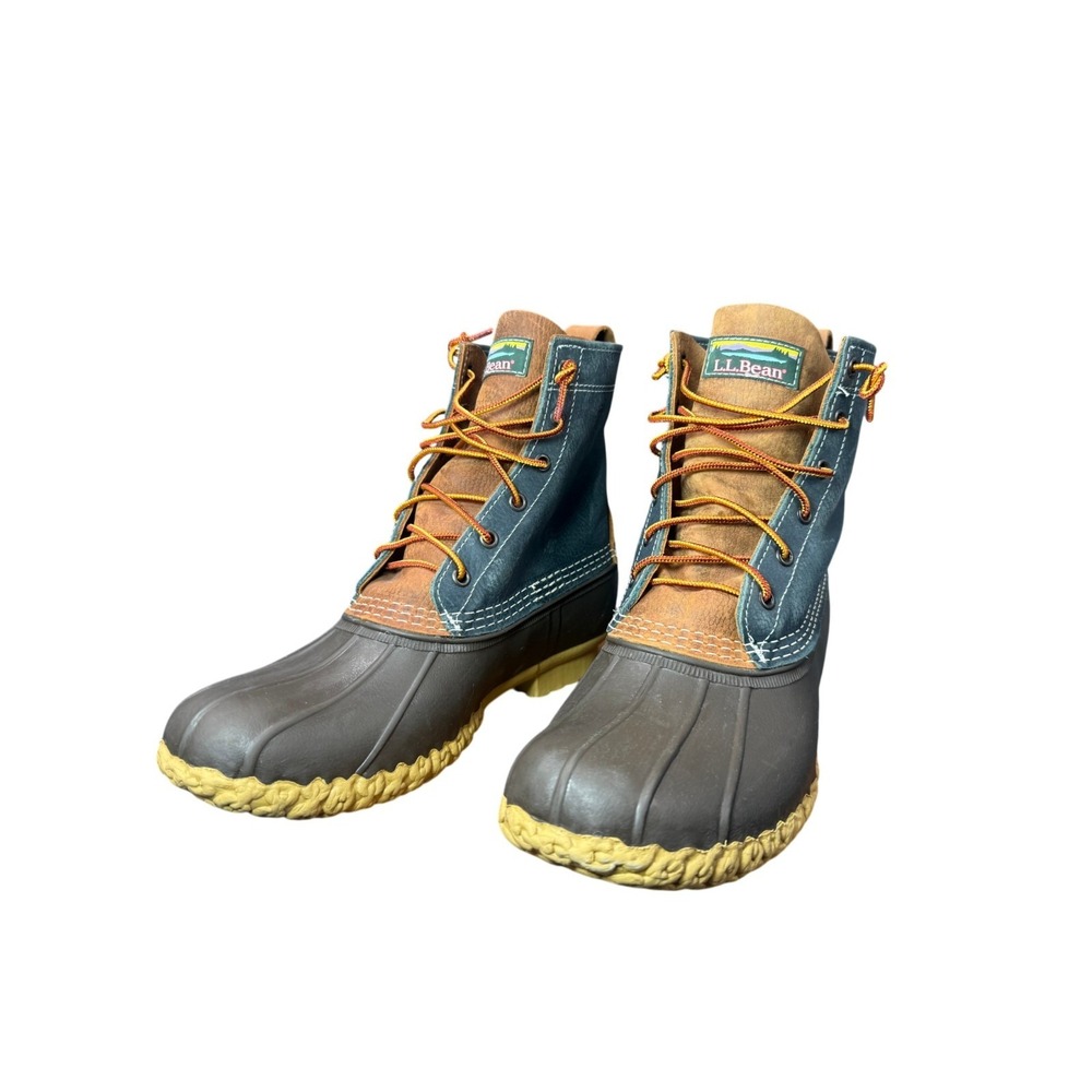 RARE L.L.Bean Bean Boots Mens 9 Blue Green Leather Duck Boots Made In Maine USA